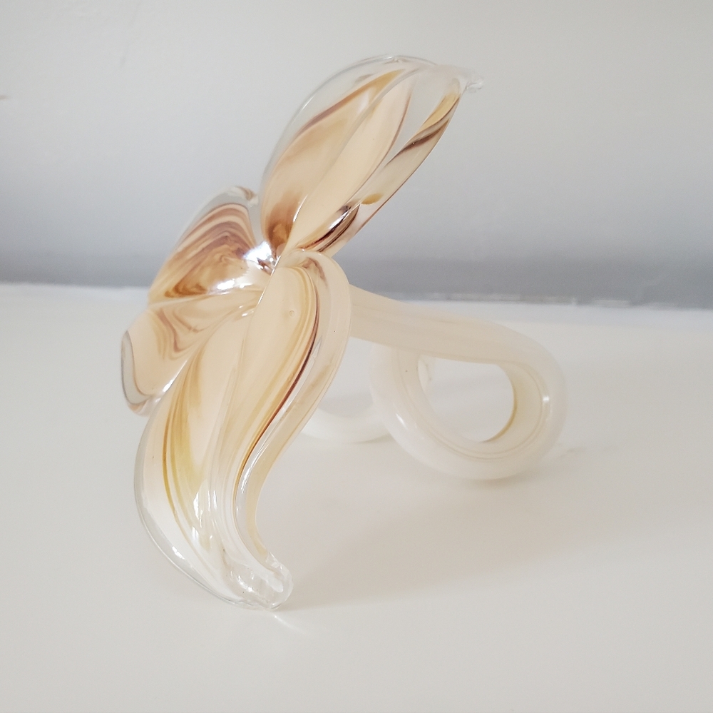 Vintage Murano Glass Flower Lily Italian Blown Glass - Picture 2 of 3